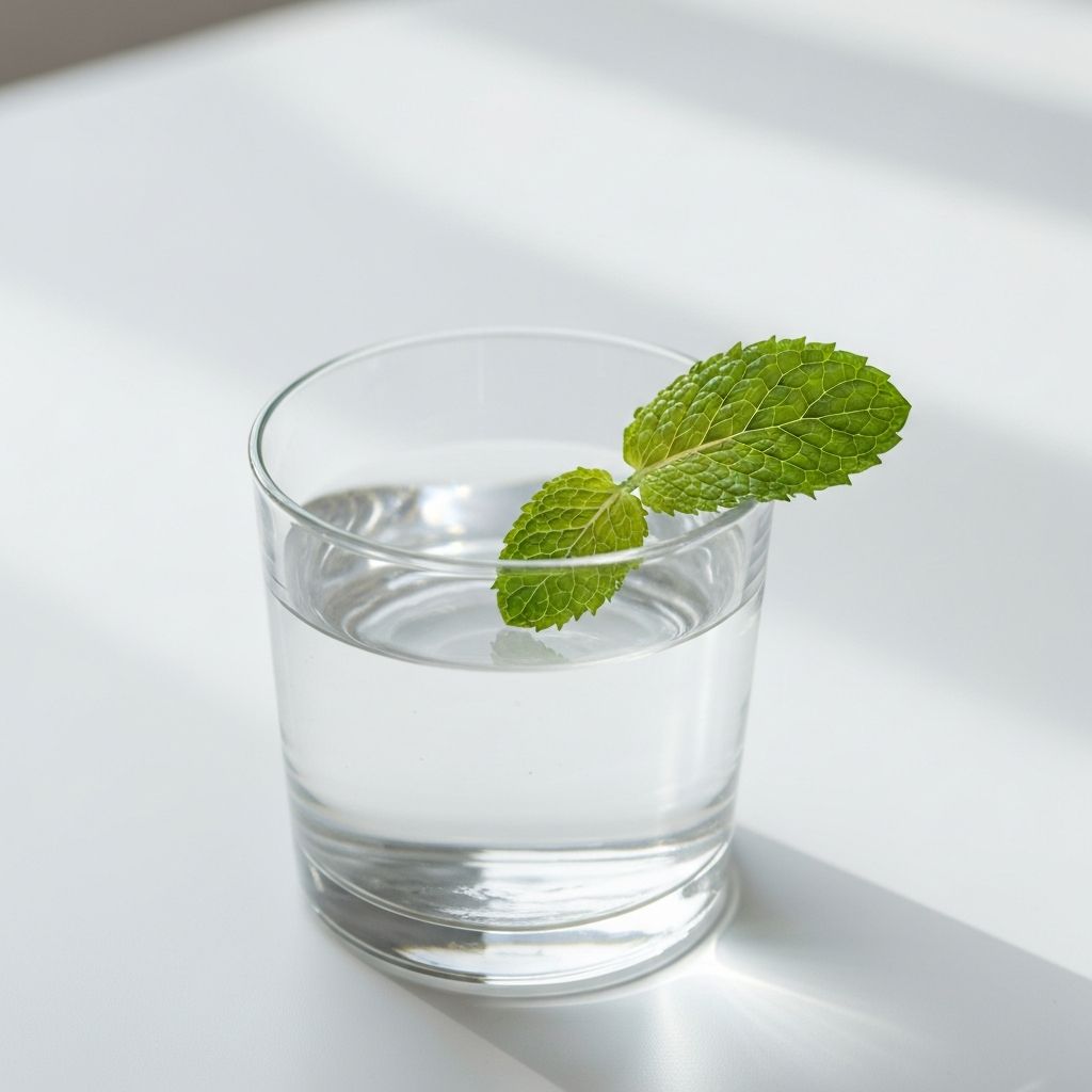 Glass of water with mint representing hydration